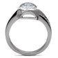 TK064 - High polished (no plating) Stainless Steel Ring with AAA Grade CZ  in Clear-3