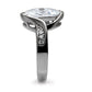 TK064 - High polished (no plating) Stainless Steel Ring with AAA Grade CZ  in Clear-4