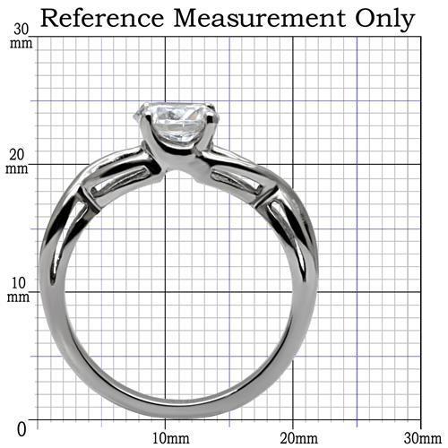 TK065 - High polished (no plating) Stainless Steel Ring with AAA Grade CZ  in Clear-1
