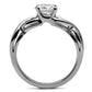 TK065 - High polished (no plating) Stainless Steel Ring with AAA Grade CZ  in Clear-3
