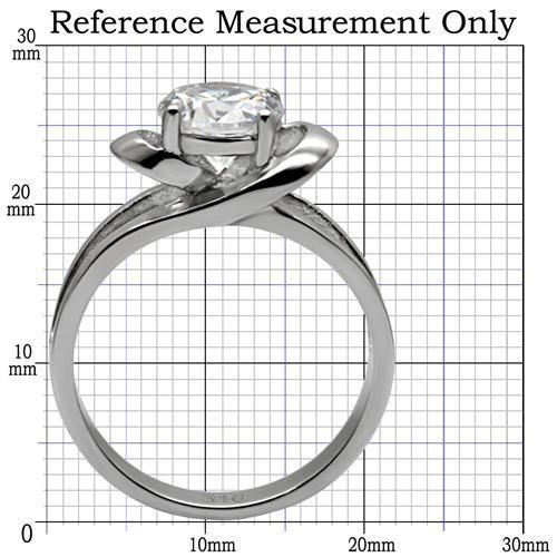 TK066 - High polished (no plating) Stainless Steel Ring with AAA Grade CZ  in Clear-1