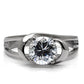 TK066 - High polished (no plating) Stainless Steel Ring with AAA Grade CZ  in Clear-2