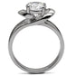 TK066 - High polished (no plating) Stainless Steel Ring with AAA Grade CZ  in Clear-3