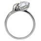 TK067 - High polished (no plating) Stainless Steel Ring with AAA Grade CZ  in Clear-3