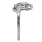 TK067 - High polished (no plating) Stainless Steel Ring with AAA Grade CZ  in Clear-4