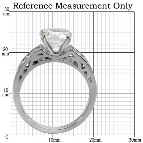 TK069 - High polished (no plating) Stainless Steel Ring with AAA Grade CZ  in Clear-1