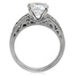TK069 - High polished (no plating) Stainless Steel Ring with AAA Grade CZ  in Clear-3