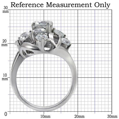TK074 - High polished (no plating) Stainless Steel Ring with AAA Grade CZ  in Clear-1
