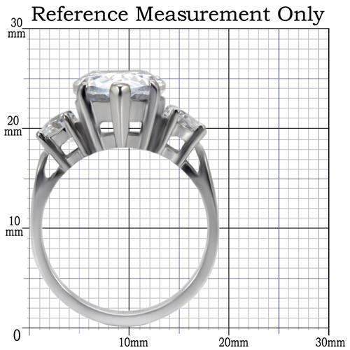 TK076 - High polished (no plating) Stainless Steel Ring with AAA Grade CZ  in Clear-1