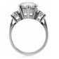 TK076 - High polished (no plating) Stainless Steel Ring with AAA Grade CZ  in Clear-3