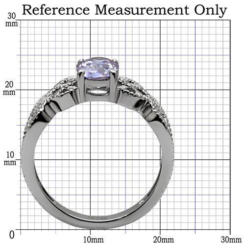 TK079 - High polished (no plating) Stainless Steel Ring with AAA Grade CZ  in Light Amethyst-1