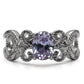 TK079 - High polished (no plating) Stainless Steel Ring with AAA Grade CZ  in Light Amethyst-2