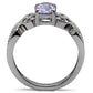 TK079 - High polished (no plating) Stainless Steel Ring with AAA Grade CZ  in Light Amethyst-3