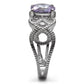TK079 - High polished (no plating) Stainless Steel Ring with AAA Grade CZ  in Light Amethyst-4