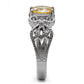 TK080 - High polished (no plating) Stainless Steel Ring with AAA Grade CZ  in Champagne-4