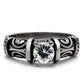TK082 - High polished (no plating) Stainless Steel Ring with AAA Grade CZ  in Clear-2