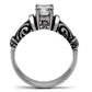 TK082 - High polished (no plating) Stainless Steel Ring with AAA Grade CZ  in Clear-3