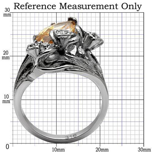 TK083 - High polished (no plating) Stainless Steel Ring with AAA Grade CZ  in Champagne-1
