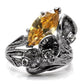 TK083 - High polished (no plating) Stainless Steel Ring with AAA Grade CZ  in Champagne-2