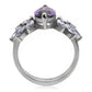 TK085 - High polished (no plating) Stainless Steel Ring with AAA Grade CZ  in Amethyst-3