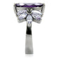 TK085 - High polished (no plating) Stainless Steel Ring with AAA Grade CZ  in Amethyst-4