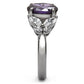TK086 - High polished (no plating) Stainless Steel Ring with AAA Grade CZ  in Amethyst-4