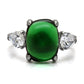 TK087 - High polished (no plating) Stainless Steel Ring with Synthetic Synthetic Glass in Emerald-2