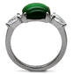 TK087 - High polished (no plating) Stainless Steel Ring with Synthetic Synthetic Glass in Emerald-3