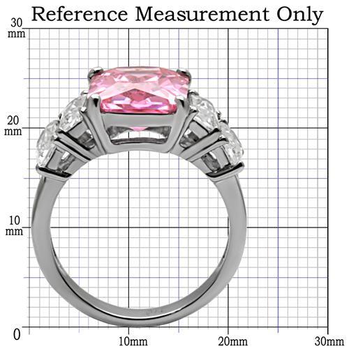 TK088 - High polished (no plating) Stainless Steel Ring with AAA Grade CZ  in Rose-2