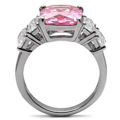 TK088 - High polished (no plating) Stainless Steel Ring with AAA Grade CZ  in Rose-3