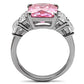 TK088 - High polished (no plating) Stainless Steel Ring with AAA Grade CZ  in Rose-3