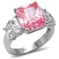 TK088 - High polished (no plating) Stainless Steel Ring with AAA Grade CZ  in Rose-0