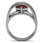 TK089 - High polished (no plating) Stainless Steel Ring with AAA Grade CZ  in Ruby-3