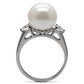 TK090 - High polished (no plating) Stainless Steel Ring with Synthetic Pearl in Aurora Borealis (Rainbow Effect)-3