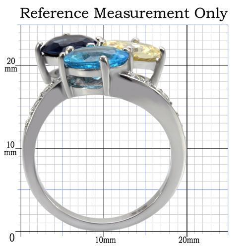 TK094 - High polished (no plating) Stainless Steel Ring with Synthetic Synthetic Glass in Multi Color-1