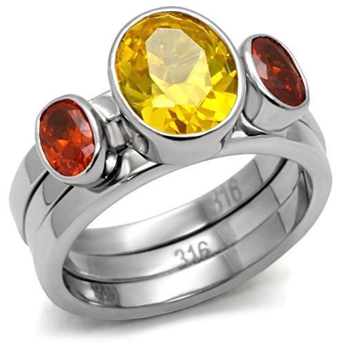 Kaela Cocktail Ring - Stainless Steel, AAA CZ , Multi Color - TK095-2