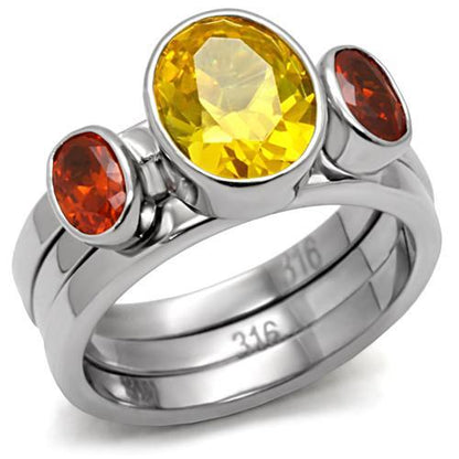 Kaela Cocktail Ring - Stainless Steel, AAA CZ , Multi Color - TK095-2