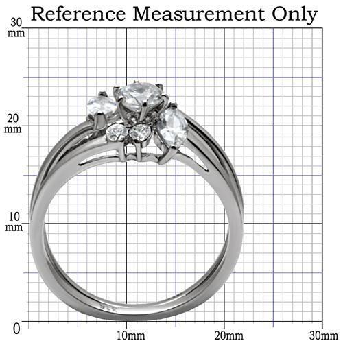 TK096 - High polished (no plating) Stainless Steel Ring with AAA Grade CZ  in Clear-1