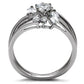 TK096 - High polished (no plating) Stainless Steel Ring with AAA Grade CZ  in Clear-3