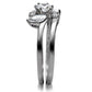 TK096 - High polished (no plating) Stainless Steel Ring with AAA Grade CZ  in Clear-4