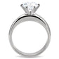 TK097 - High polished (no plating) Stainless Steel Ring with AAA Grade CZ  in Clear-3