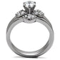 TK099 - High polished (no plating) Stainless Steel Ring with AAA Grade CZ  in Clear-3