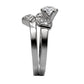 TK099 - High polished (no plating) Stainless Steel Ring with AAA Grade CZ  in Clear-4