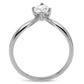 TK0W260 - High polished (no plating) Stainless Steel Ring with AAA Grade CZ  in Clear-3