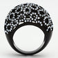 TK1003 - IP Black(Ion Plating) Stainless Steel Ring with Top Grade Crystal  in Light Sapphire-2