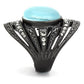 TK1006 - IP Black(Ion Plating) Stainless Steel Ring with Synthetic Cat Eye in Sea Blue-3