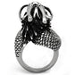 TK1014 - High polished (no plating) Stainless Steel Ring with Synthetic Pearl in White-3