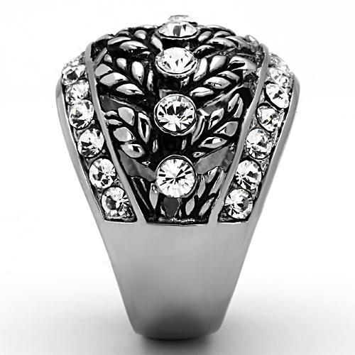 TK1015 - High polished (no plating) Stainless Steel Ring with Top Grade Crystal  in Clear-3