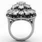 TK1016 - High polished (no plating) Stainless Steel Ring with AAA Grade CZ  in Clear-2