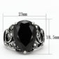 TK1017 - High polished (no plating) Stainless Steel Ring with AAA Grade CZ  in Jet-1